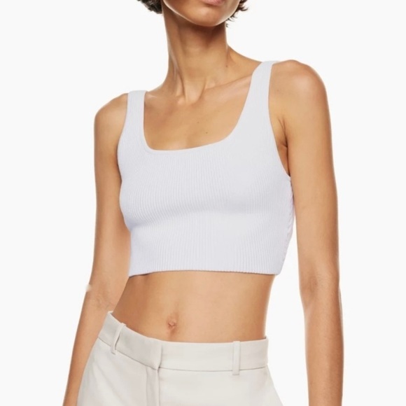 NWT House Of Harlow 1960 Revolve Sculpt Knit Square Neck Crop Tank White, size L - Picture 1 of 10